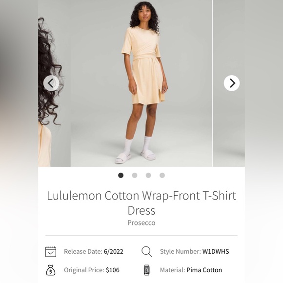 NWT Lululemon Cotton Wrap Front T-Shirt Dress Prosecco Size 4 - Picture 4 of 10